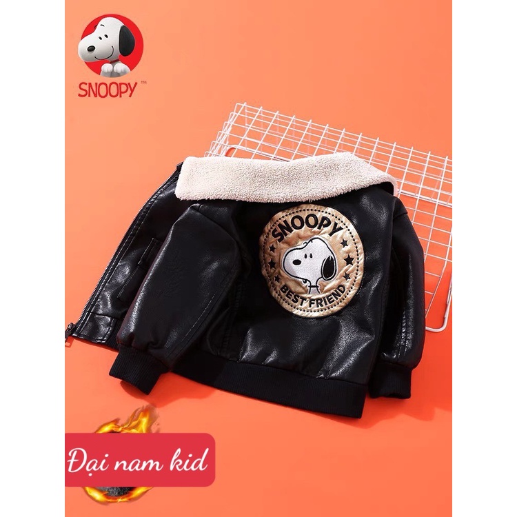[Siêu Rẻ] Áo Da Cho Bé Trai Cổ Lông Siêu Hót Size 8-21kg DNK74