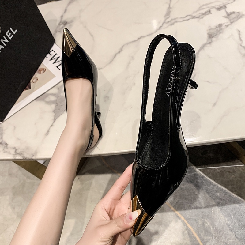 My classy Giày Cao Gót Mũi Nhọn Kim Loại Hở Lưng Quyến Rũ Thời Trang Xuân Hè 2022 Cho Nữ