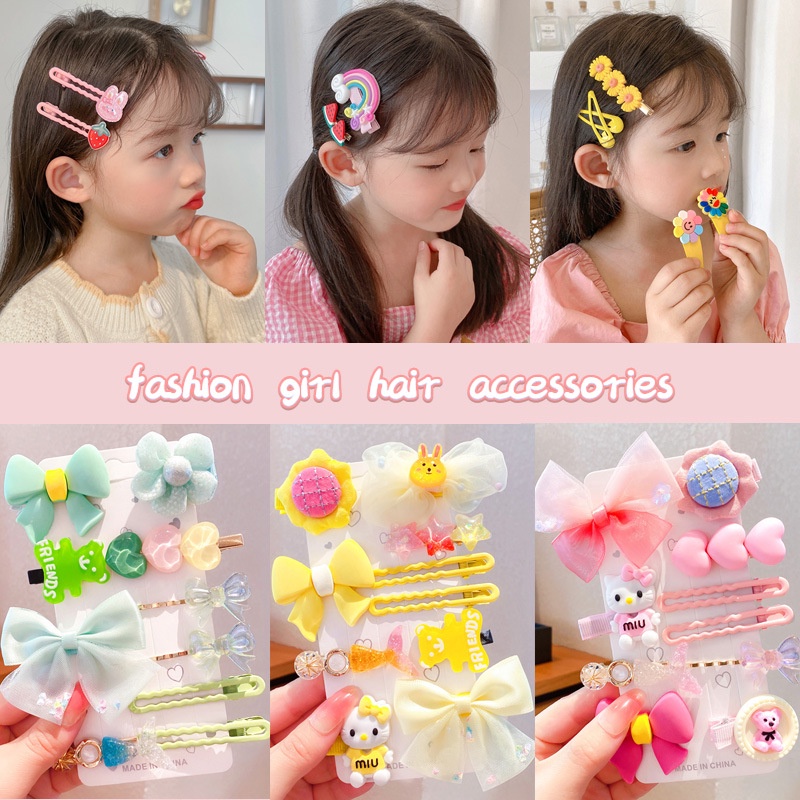 Kẹp Tóc Nơ Họa Tiết Hoạt Hình Phong Cách Hàn Quốc Xinh Xắn Cho Bé Gái