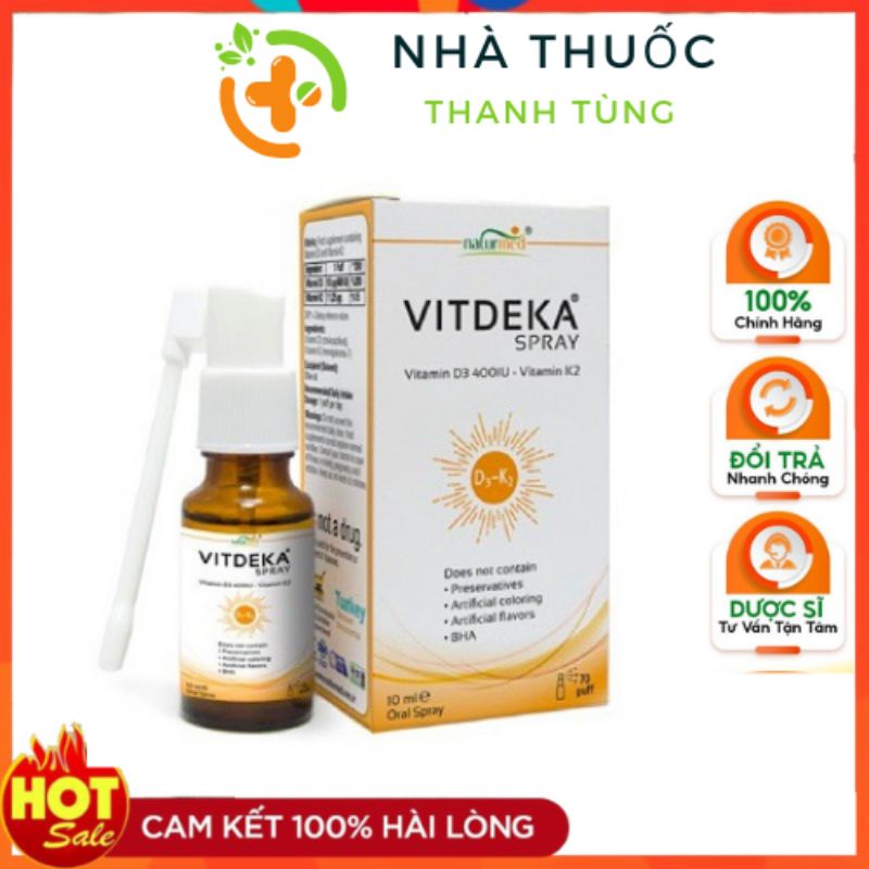 Vitdeka Bổ sung Vitamin d3 vitamin k2 dạng xịt giúp tăng hấp thu canxi , xương răng chắc khỏe