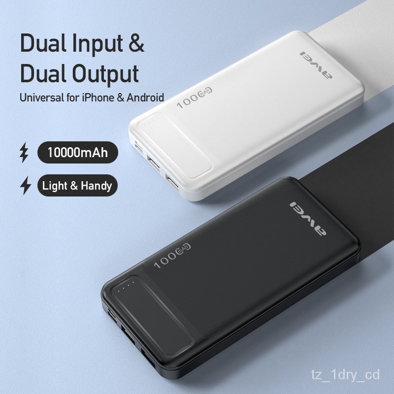 Pin Sạc Dự, Phòng Di Tai Nghe AWEI P5K 10000MAh Kéo USB A Và C Loại Micro Đầu Vào Ghép Nối Nhanh Chóng Phù Hợp Cho Điện 