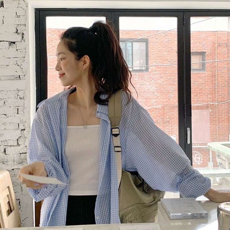 Áo sơ mi RENJIANVSHENG 185566 dài tay kiểu Hàn Quốc cá tính trẻ trung