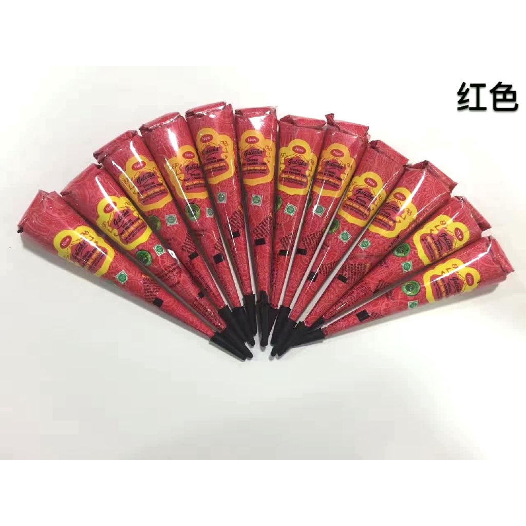 Hình xăm Henna dán cơ thể tạm thời dạng nón in màu đen/nâu/đỏ/trắng Mehndi Cfa038