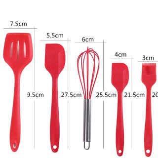 [Free ship] Bộ 5 chổi phới spatula silicon đỏ