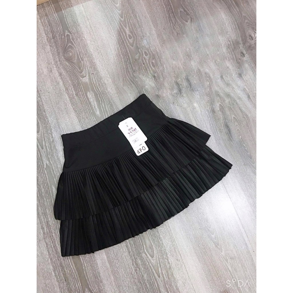 Chân váy dập li ngắn 2 tầng cho nữ hàng QC cao cấp | BigBuy360 - bigbuy360.vn