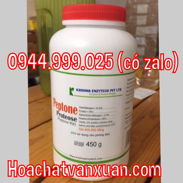 Chất Peptone Ấn Độ, Peptone Krishna, Peptone meat, Peptone (cao thịt) lọ 450g nuôi cấy vi sinh