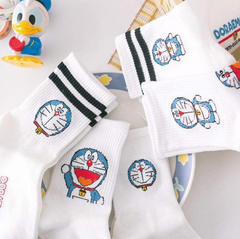 1 Đôi Vớ In Hình Doraemon Phong Cách Hàn Quốc Dành Cho Bé Gái