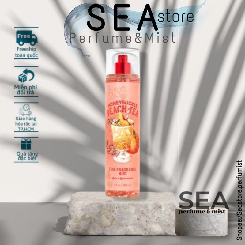 |NEW|  Xịt thơm toàn thân Bath & Body Works mùi Honeysuckle Peach Tea