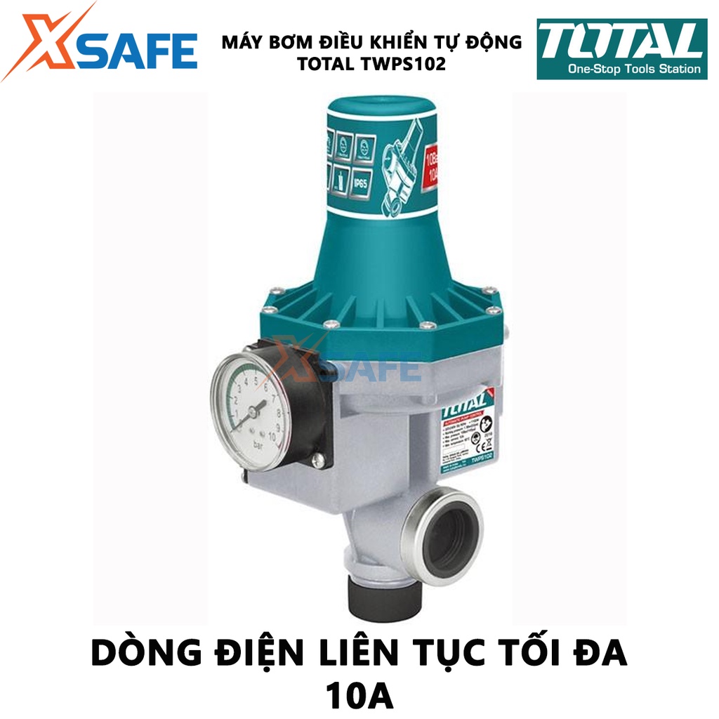 Máy bơm nước điều khiển tự động TOTAL TWPS102 Rờ le tự động, áp suất tối đa 10 bar, dòng điện liên tục 10A