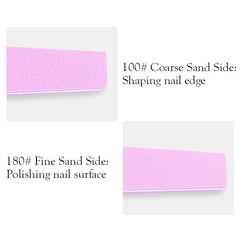 Bộ 1/2/5 cây xốp dũa móng MTSSII màu hồng dùng đánh bóng móng tay