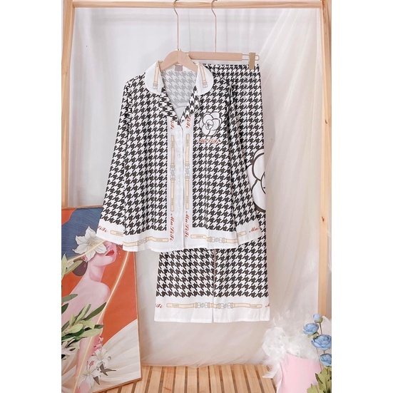 Bộ lụa pizama 2ce cao cấp, lụa quảng châu mềm mịn hàng thiết kế phong cách thời trang