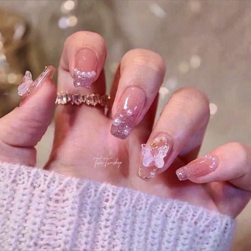 Móng Giả Thiết Kế Nailbox Bộ 10 Móng Tặng Kèm Keo Dũa.