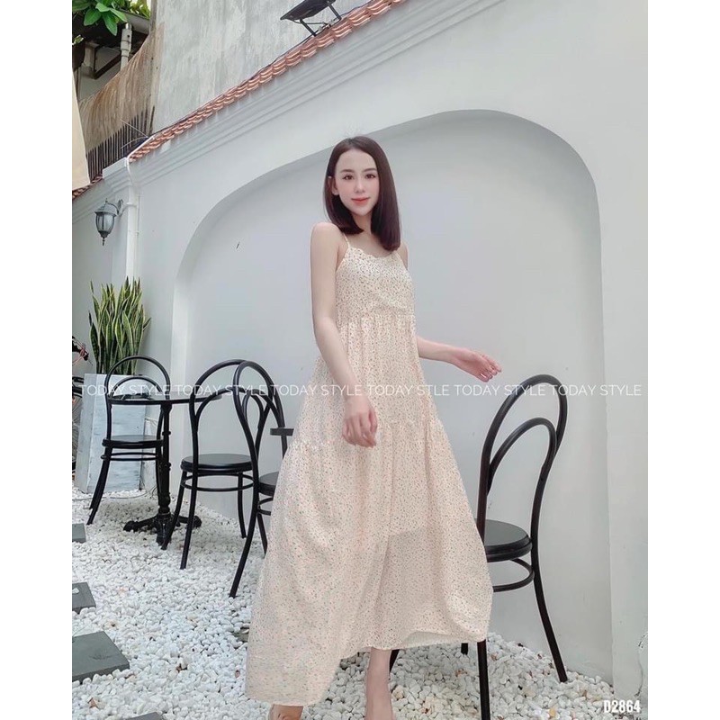 [Mã FAGREEN245 giảm 10% tối đa 30K đơn 99K] Đầm maxi hoa nhí 2 dây nơ lưng | BigBuy360 - bigbuy360.vn