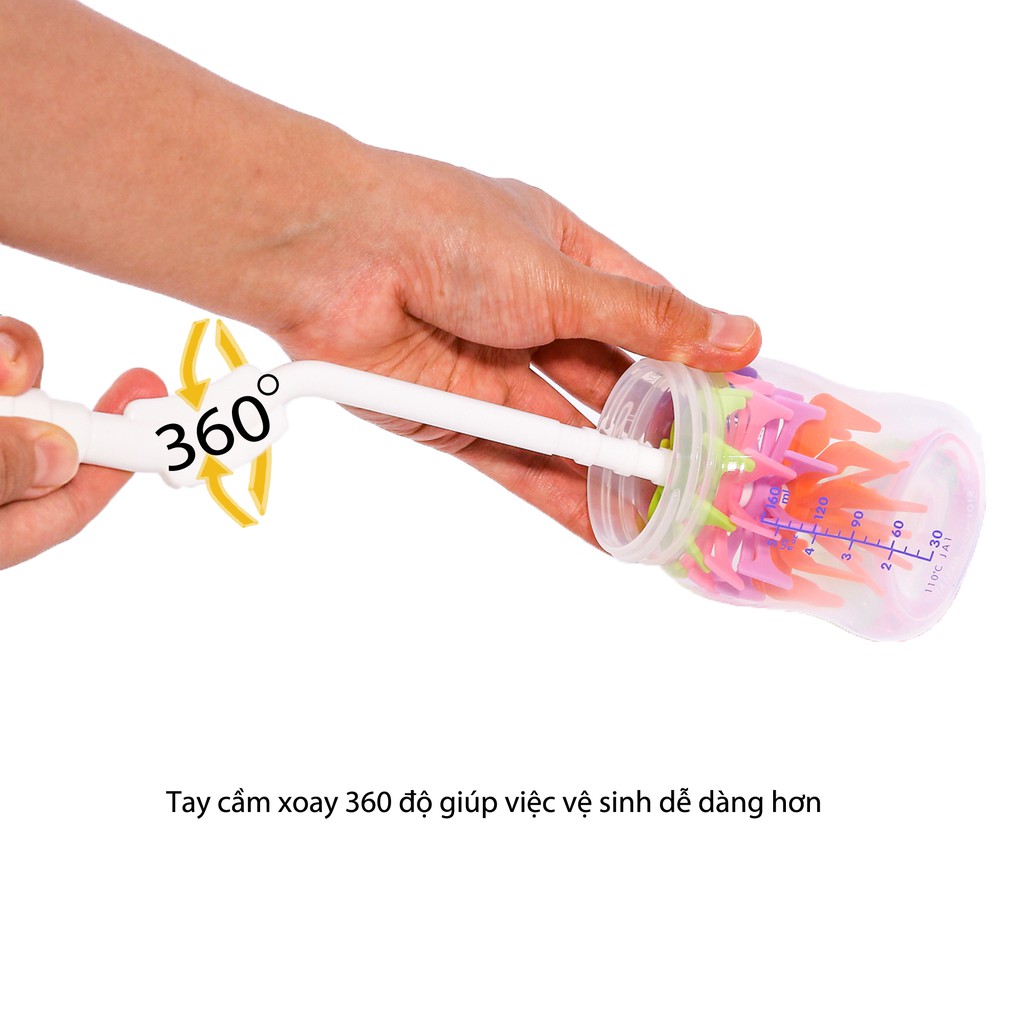 Chổi Cọ Bình Sữa &amp; Núm Ti Mama's Choice Tay Quay 360 Độ Cọ Sạch Mọi Ngóc Ngách Chất Liệu Silicon Siêu Mềm Siêu Bền