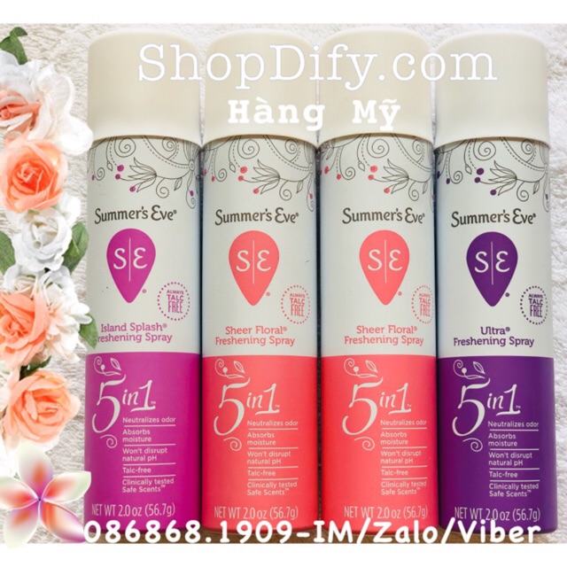 Xịt thơm kháng khuẩn, Nước hoa vùng kín Summer’s Eve 56.7g Xịt phụ khoa của Mỹ thơm mát, quyến rũ