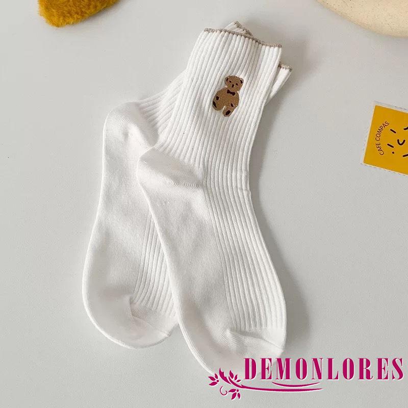 Vớ cotton mềm 6 màu họa tiết gấu dễ thương cho nữ