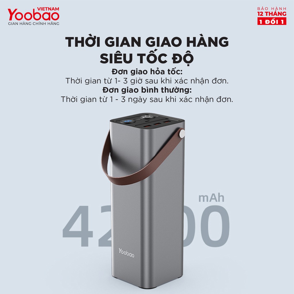 Trạm sạc dự phòng 46200mAh Yoobao EN1 Sạc nhanh PD3.0 & QC3.0 220V - Hàng chính hãng - Bảo hành 12 tháng 1 đổi 1