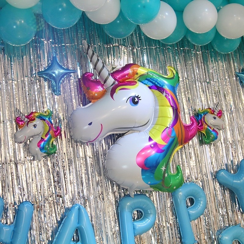 1 Bong Bóng Nhôm Heli Hình Kỳ Lân Trang Trí Tiệc Sinh Nhật Cho Bé