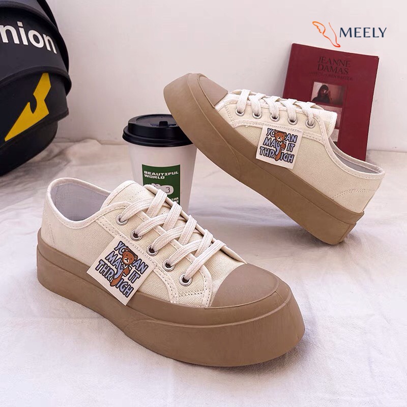 MEELY - Giày Thể Thao Nữ Bata Sneaker Kiểu Dáng Hàn Quốc Cá Tính Gấu  AK189