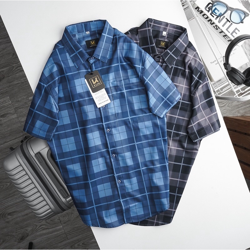 Áo sơ mi nam Bigsize co giãn mẫu caro tay ngắn mẫu mới nhiều màu đặc sắc