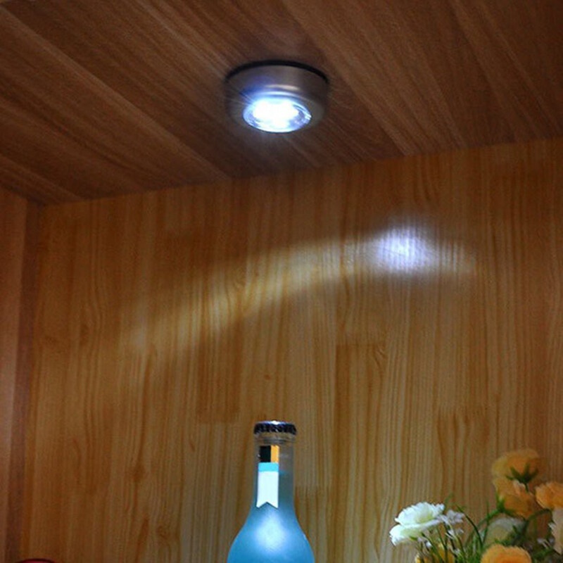 LED Wall Lamp/2 Pieces Bedside Lamps, Silver Coating, Touch Switch, Bedroom Lighting, AAA Battery Use, for Cabinets, Drawers, Kitchens, Bathrooms,