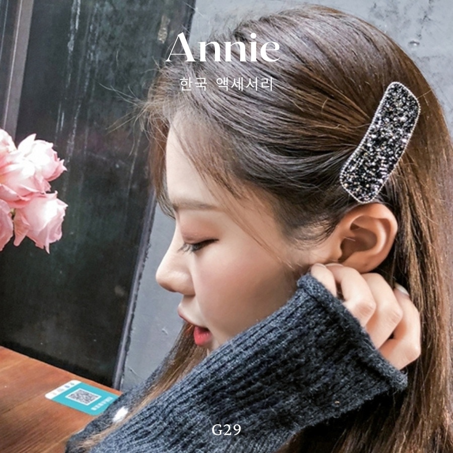 Kẹp tóc đính đá dạng dẻo hình thoi hình chữ nhật cá tính trẻ trung ANNIE - G29