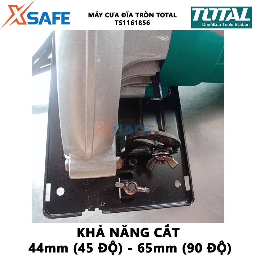 Máy cưa đĩa tròn TOTAL TS1161856 công suất 1600W, tốc độ không tải 5000 rpm, đường kính lưỡi cưa 185mm - chính hãng