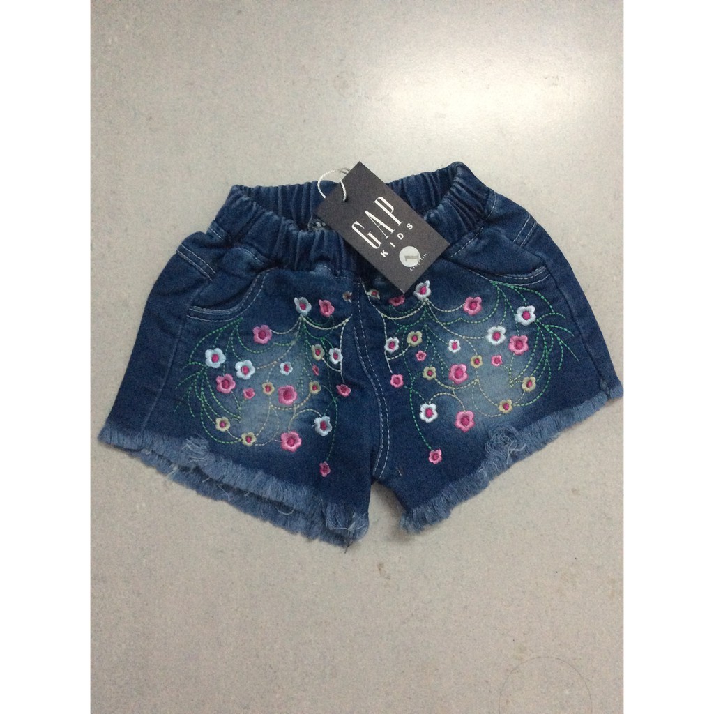 Quần short jeans thêu hoa dành cho bé gái