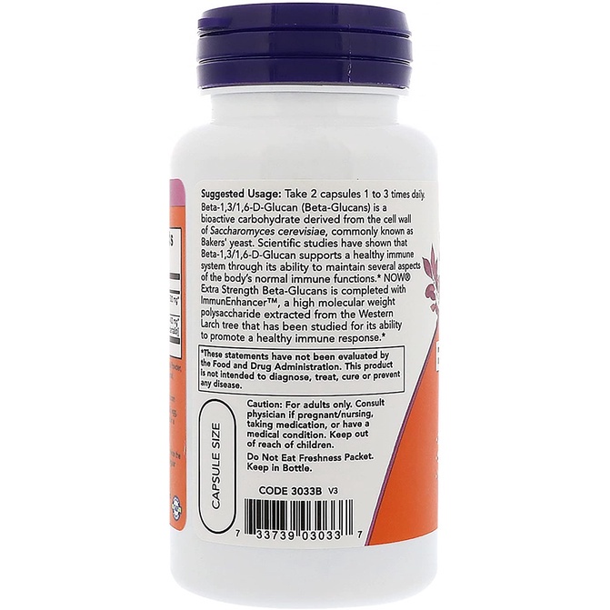 Now Beta Glucans 250mg Viên Uống Tăng Cường Hệ Miễn Dịch Bảo Vệ Cơ Thể Now Glucan Hàm lượng cao (60 Viên)