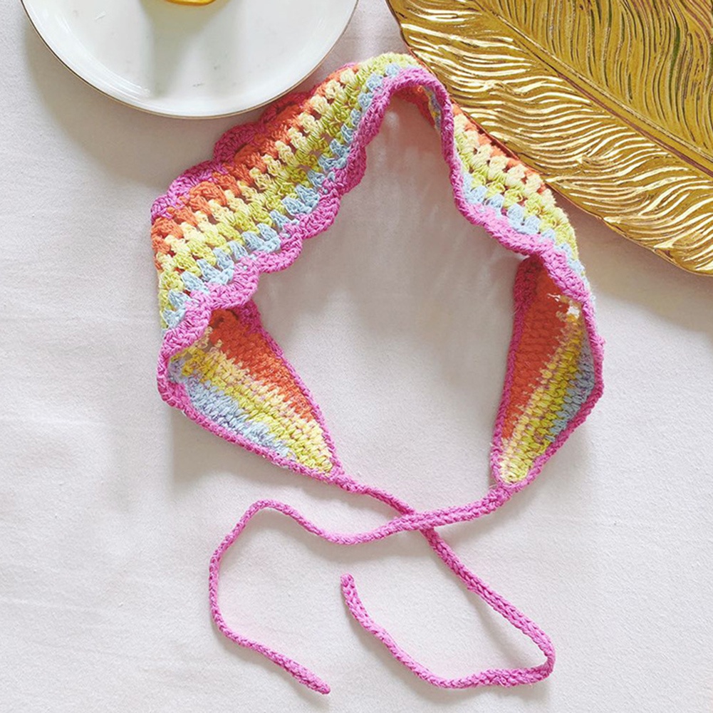 Set 2 băng đô len móc màu trơn hợp thời trang cho nữ