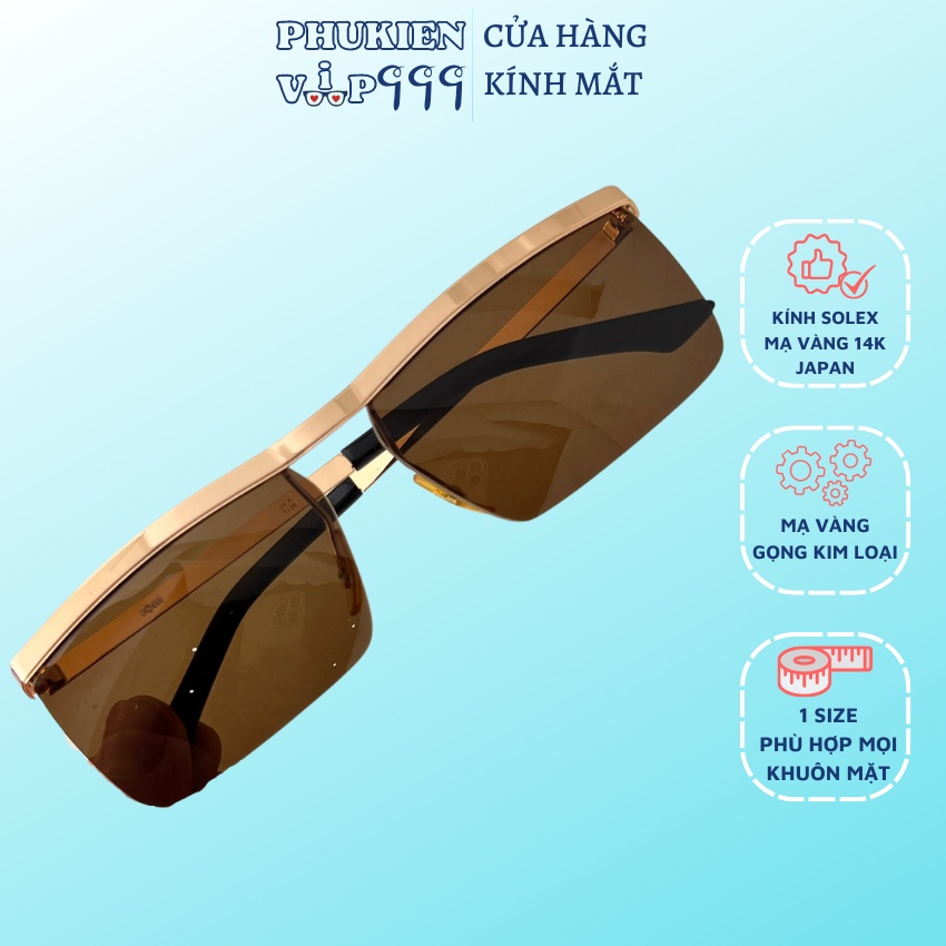 Kính mắt nam thời thượng ⚡ SALE SỐC ⚡ Kính Solex thước kẻ mạ vàng 14k phong cách doanh nhân, đẳng cấp và sang trọng
