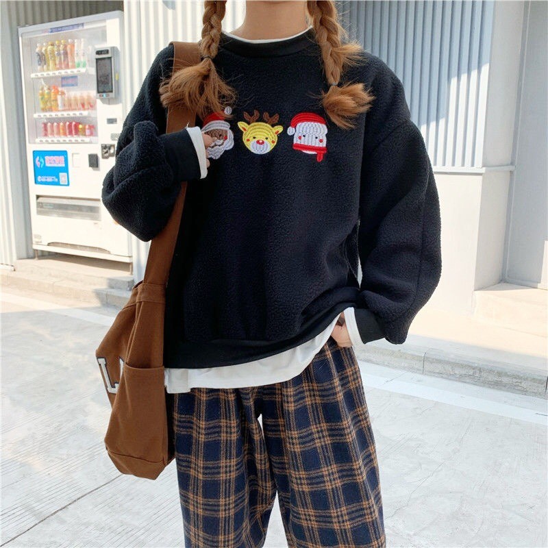 Áo Nỉ Nữ Dài Tay Họa Tiết Giáng Sinh Bông Tuyết, Tuần Lộc, Cây Thông - Áo Sweater Noel Xanh Đỏ Đen Trắng Mặc Đơn Đôi Nhó | BigBuy360 - bigbuy360.vn