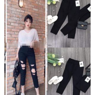 Áo dây dập ly+ quần jean lụa