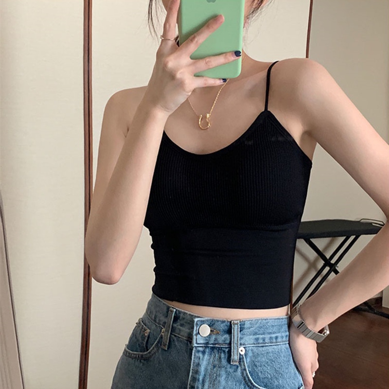 Áo hai dây SUXI có mút đệm ngực màu trơn thời trang xuân hè cho nữ