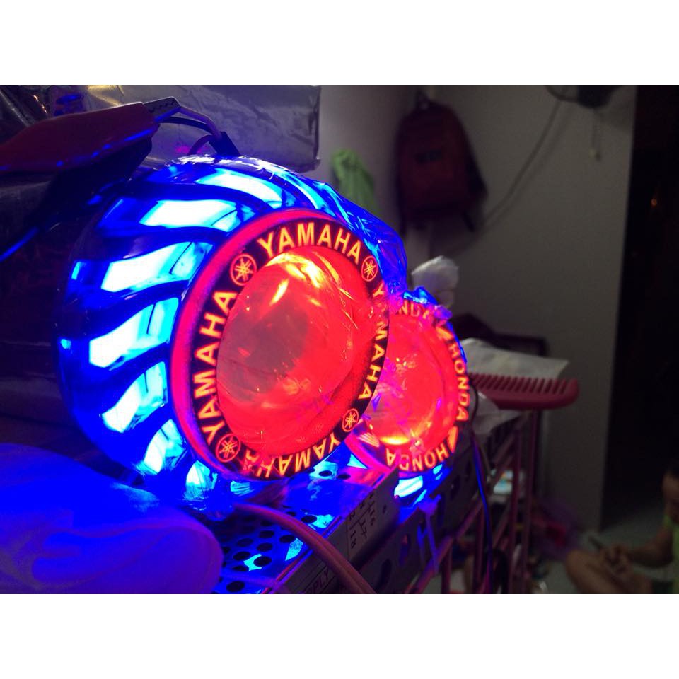 Đèn Pha Led Projector Lens H-09 Gương Cầu Lốc Xoáy Logo Yamaha