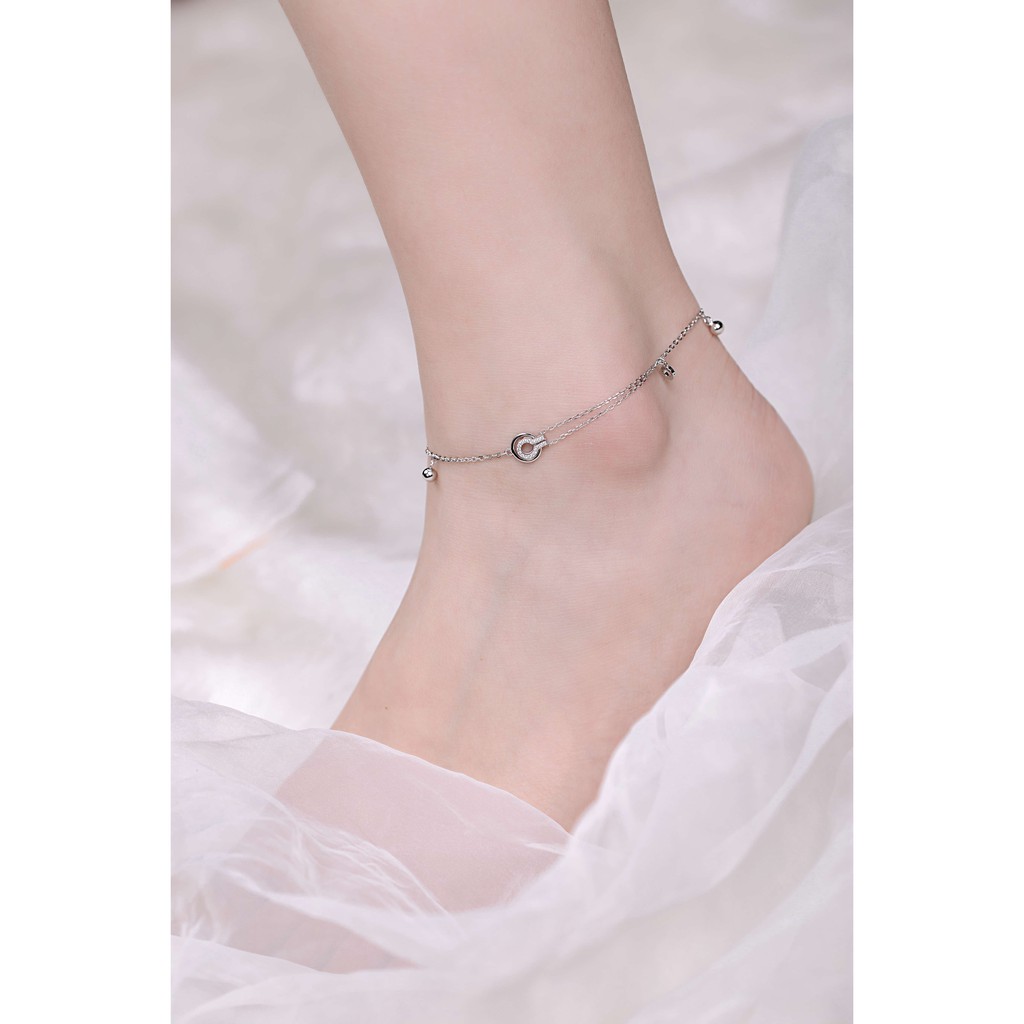 Lắc Chân Bạc Blue Peach Circle Double LC237 | BigBuy360 - bigbuy360.vn