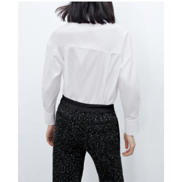 Zara Áo Sơ Mi Dài Tay Phối Túi Thời Trang Mùa Xuân 2022 3666058Áo blouse