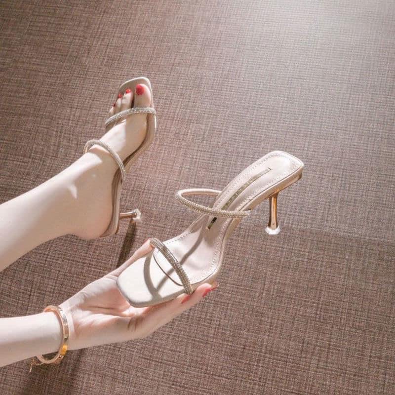 Sandal quai mảnh bling bling