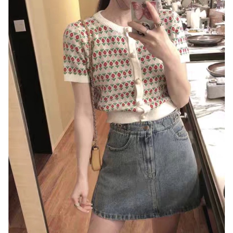 Áo thun hoa nhí dệt kim DA466