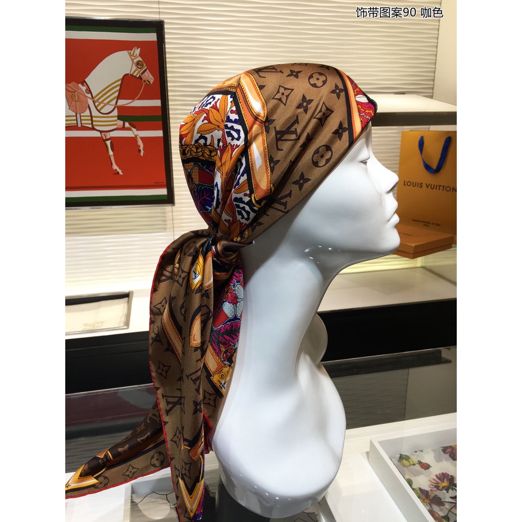 Khăn Quàng Cổ Vuông Bằng Lụa In Họa Tiết Cổ Điển Sang Trọng 2022 35.4 * 35.4 Inch