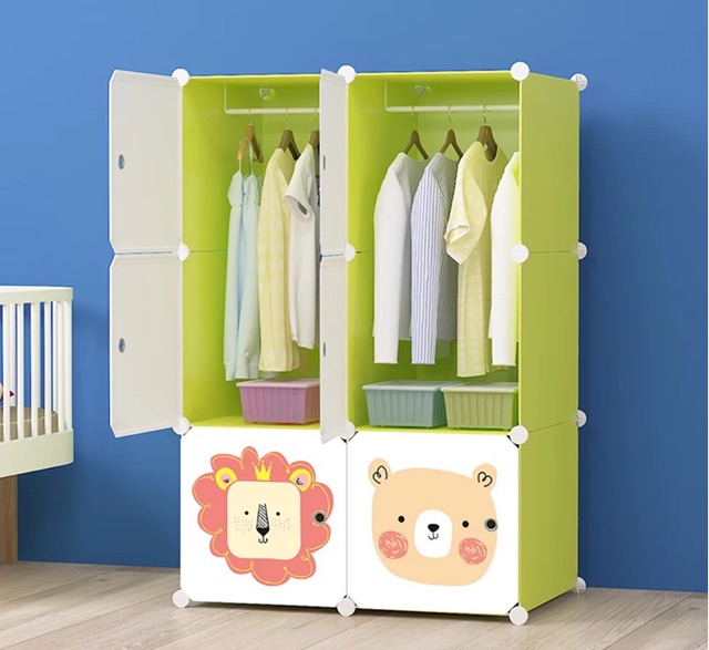 TỦ NHỰA QUẦN ÁO LẮP GHÉP 6 Ô Size sâu 47cm. Tặng móc treo đồ.