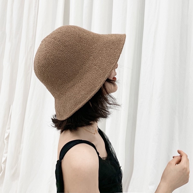 Mũ rộng vành cotton vải lanh phong cách Nhật Bản thời trang dành cho nữ
