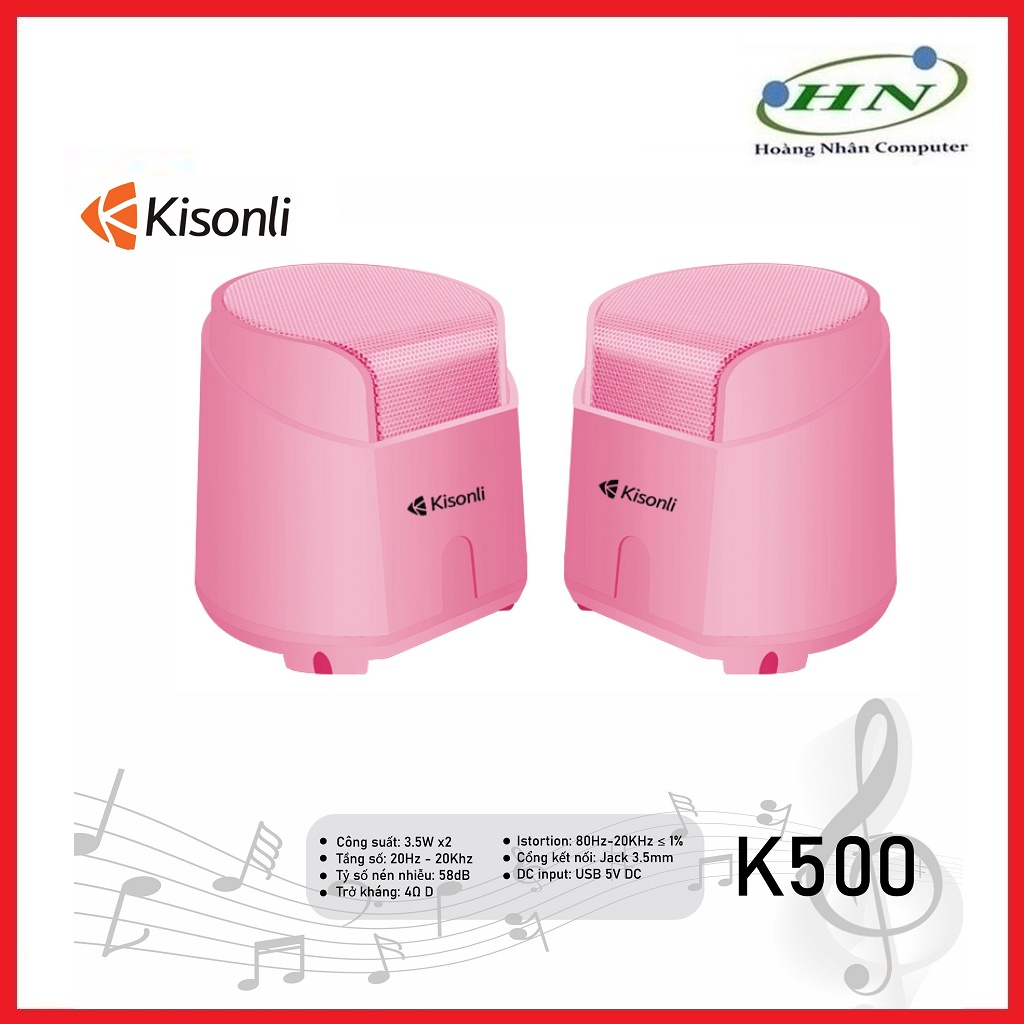 Loa máy tính 2.0 Kisonli Pink K500