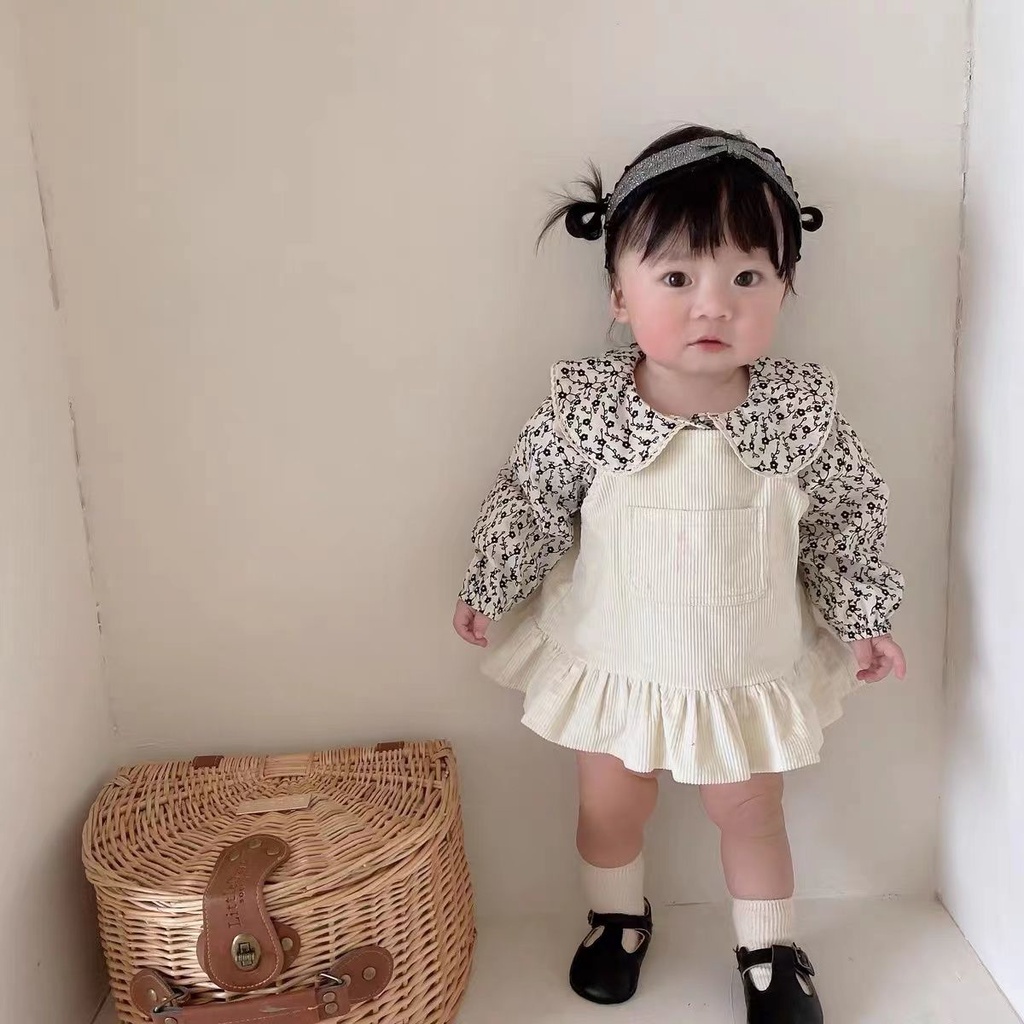 Bộ Áo Công Chúa Hai Dây Phối Ren Kèm Chân Váy Yếm Thời Trang Mùa Xuân Xinh Xắn Cho Bé Gái