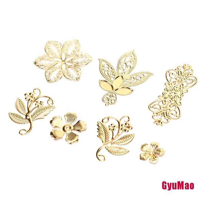 Bộ 50 Phụ Kiện Làm Trang Sức Hình Hoa Lá Bằng Kim Loại Kiểu Vintage Dễ Thương DIY