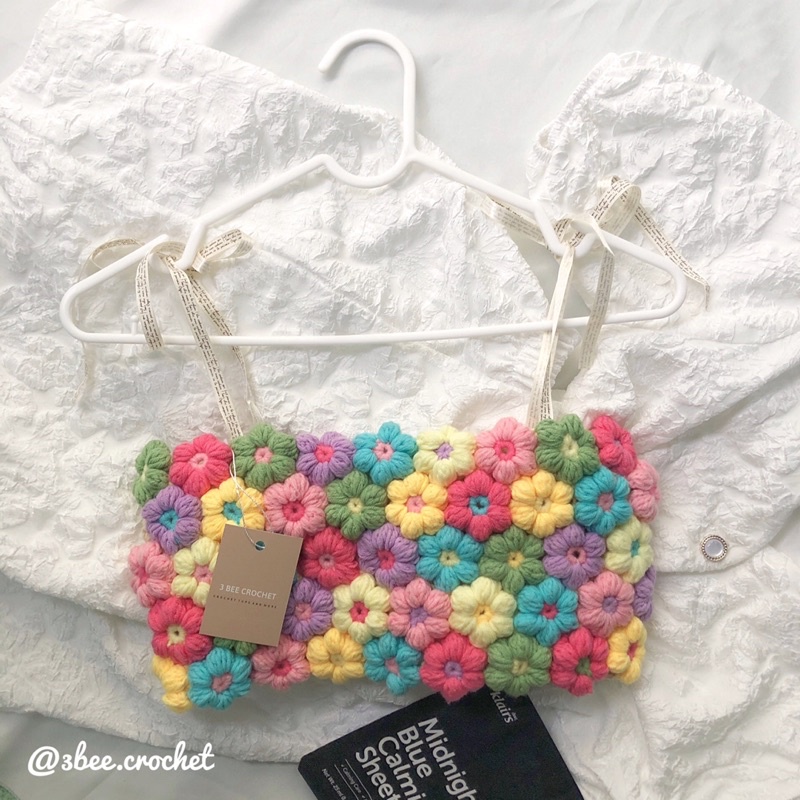 Áo 2 dây len hoa đan lưng Flower Tie Top Handmade