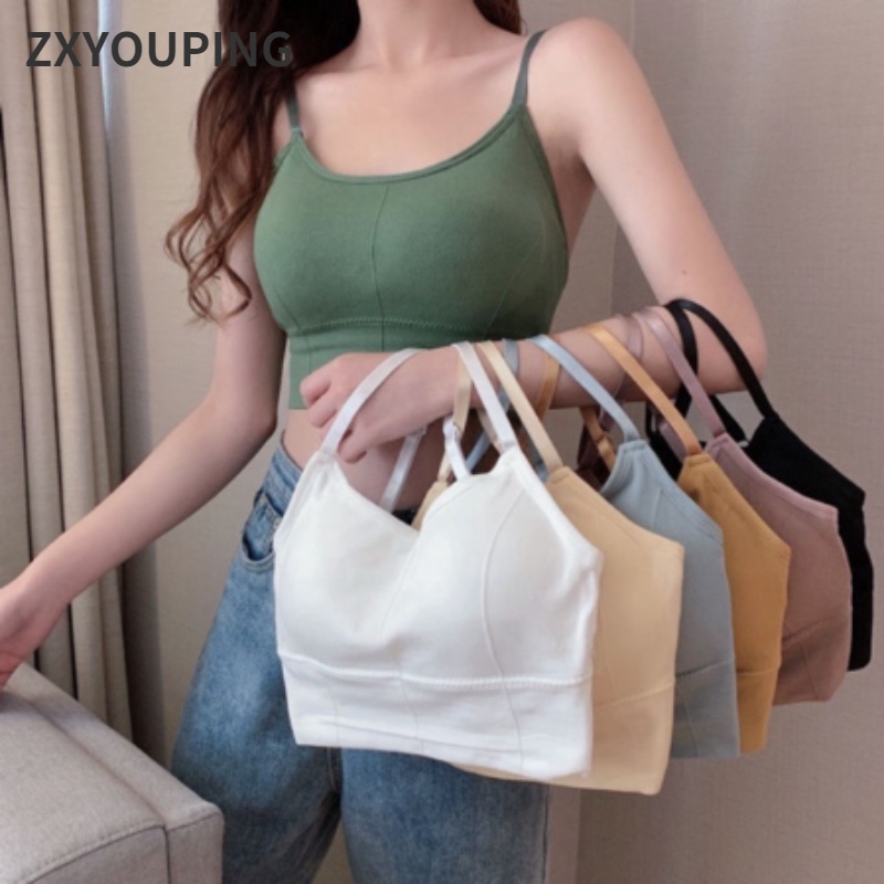 Áo Ngực Thể Thao Có Mút Đệm Dây Chéo Lưng Thiết Kế Hở Lưng Phong Cách Hàn Quốc Thời Trang Cho Nữ