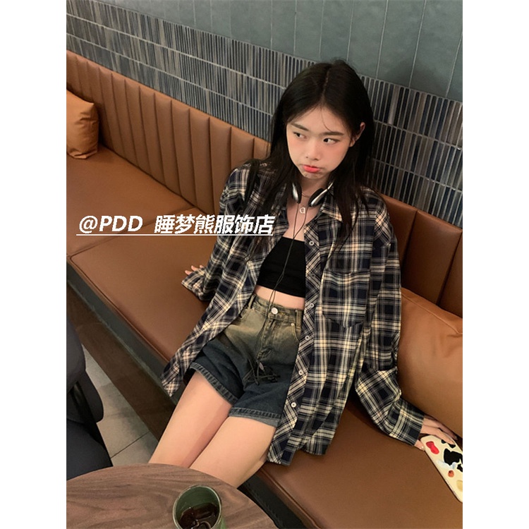 Áo Sơ Mi Tay Dài Dáng Rộng Họa Tiết Kẻ Sọc Phong Cách Cổ Điển Thời Trang Xuân Thu Cho Nữ