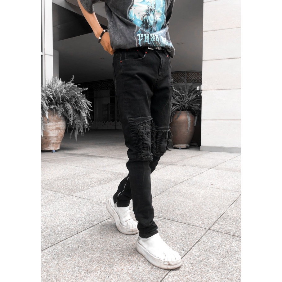 Quần jean  biker đen QJ39