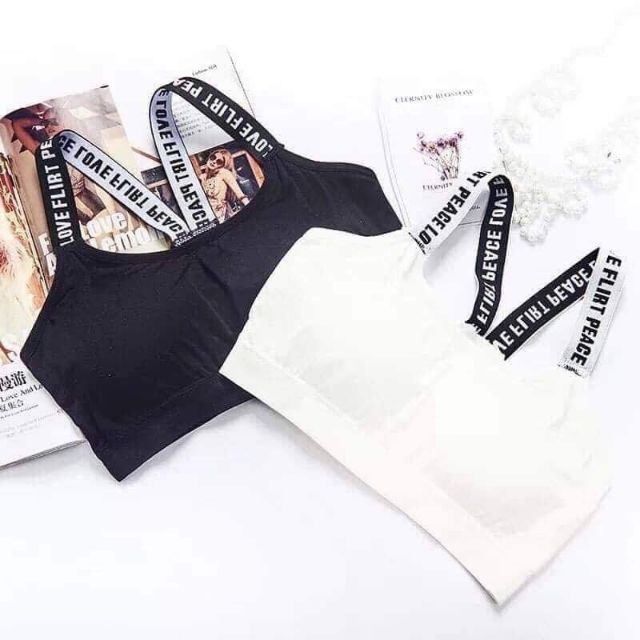 Áo bra nữ cotton dây in chữ mã 032